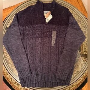 NWT MENS WEATHERPROOF VINTAGE QUARTER ZIP NAVY OMBRÉ SWEATER SIZE XTRA LARGE 💫